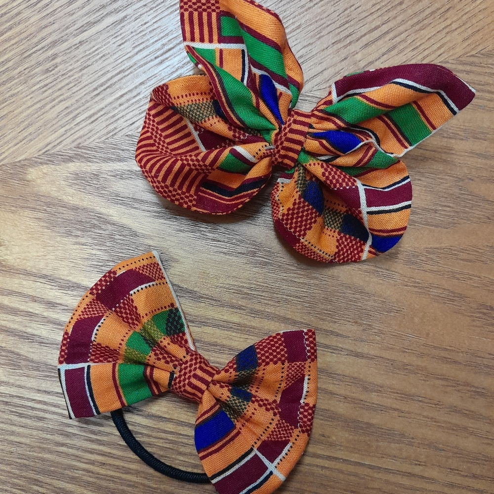 Colorful Patterned Hair Bow Set for Kids Size:OS     Handmade